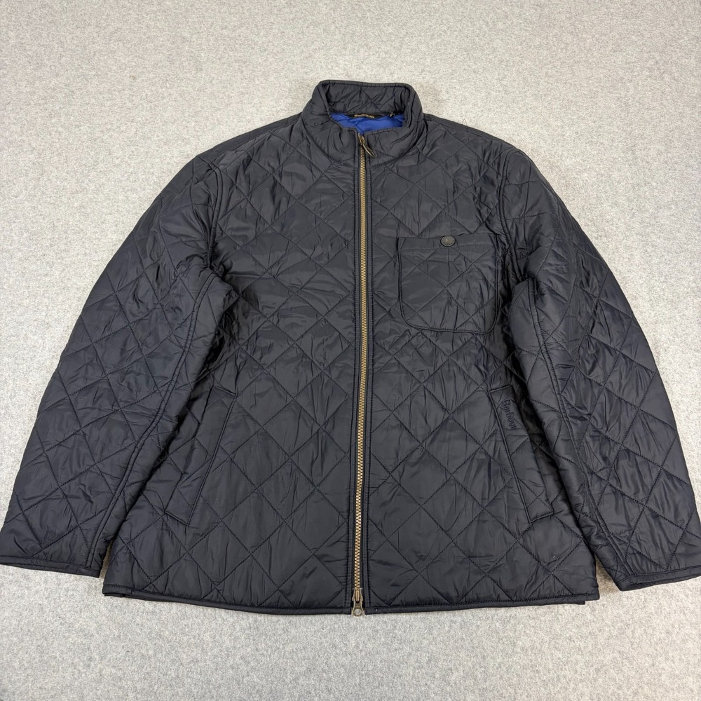Barbour Pod Jacket Mens Medium Blue Quilted Zip Pockets Outdoors